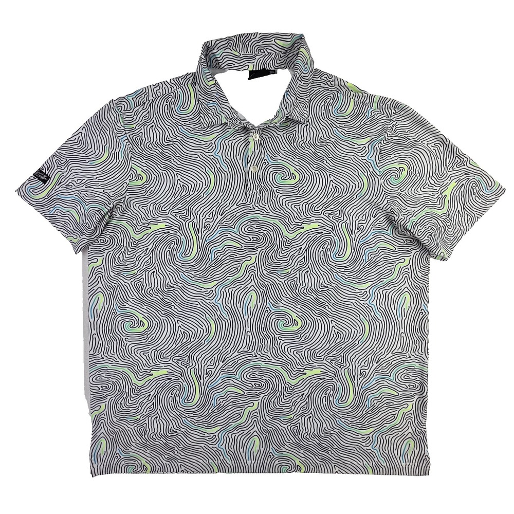 Sunday Swagger Ripple Wave Print Polo Golf Mens 2XL